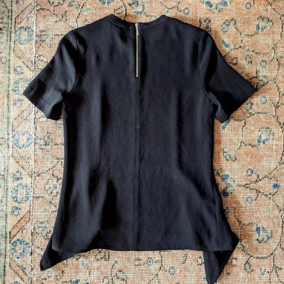 Country Road Black Short Sleeve Back Zip Top Size XXS EUC - Picture 2 of 3